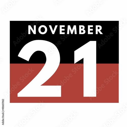 November 21 . Flat daily calendar icon .date ,day, month .calendar for the month of November