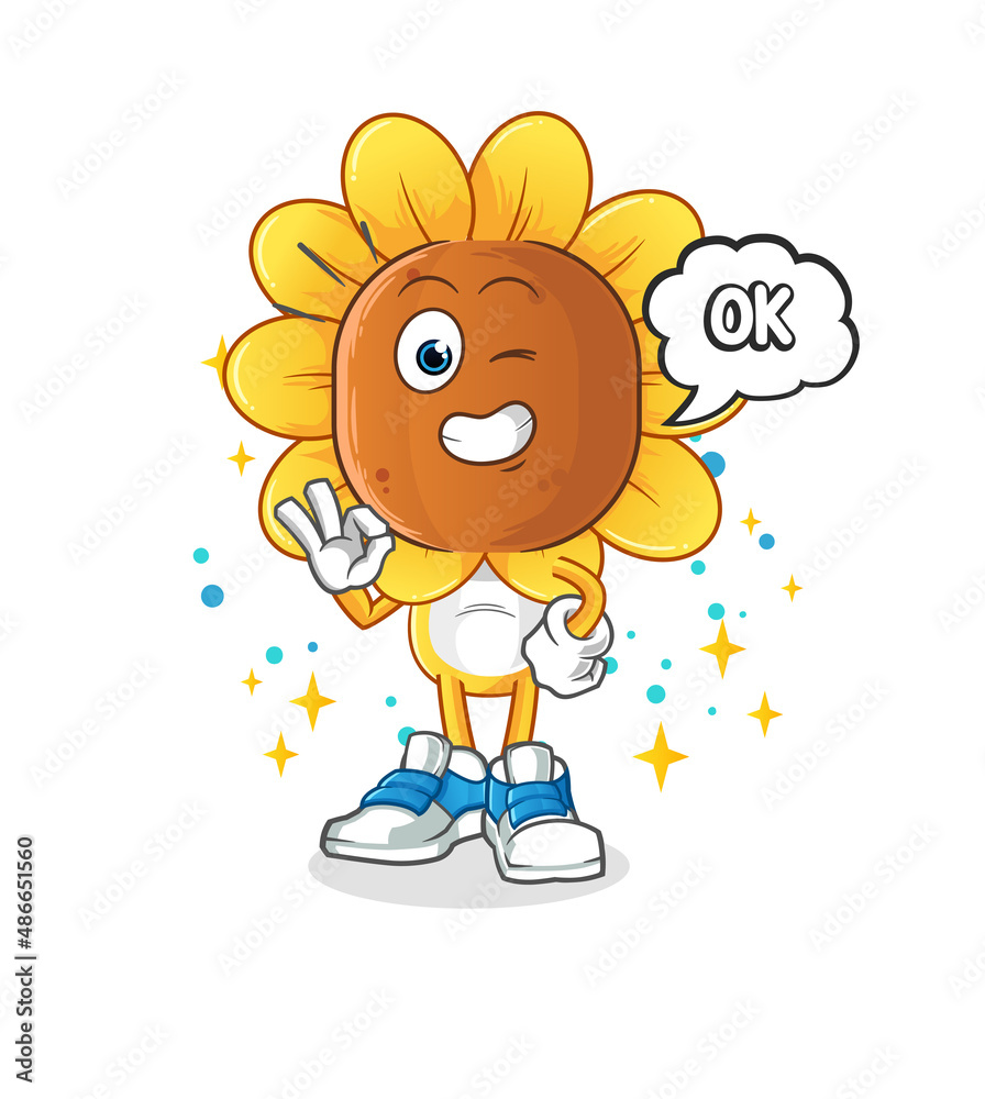 sunflower head cartoon agree mascot. cartoon vector sunflower head cartoon agree mascot. cartoon vector