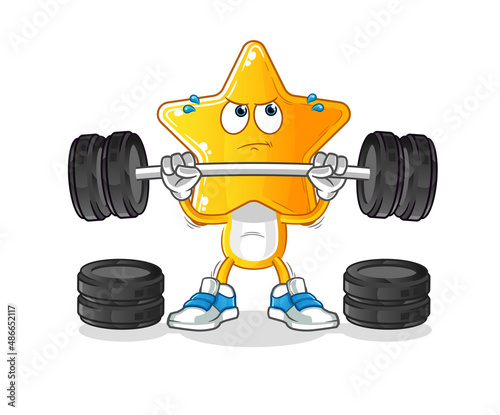 star head cartoon lifting the barbell character. cartoon vector