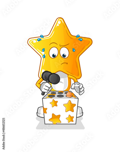 star head cartoon play whack a mole mascot. cartoon vector