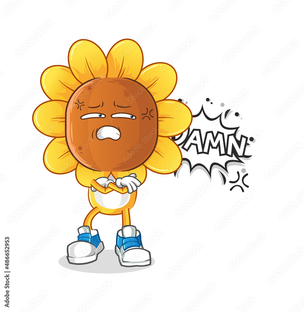 sunflower head cartoon very pissed off illustration. character vector sunflower head cartoon very pissed off illustration. character vector