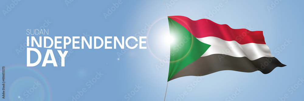 Naklejka premium Sudan happy independence day greeting card, banner with template text vector illustration