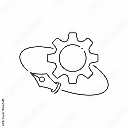 Detailed description of the mechanism, technology. Technical requirements, characteristics. Vector linear icon isolated on white background