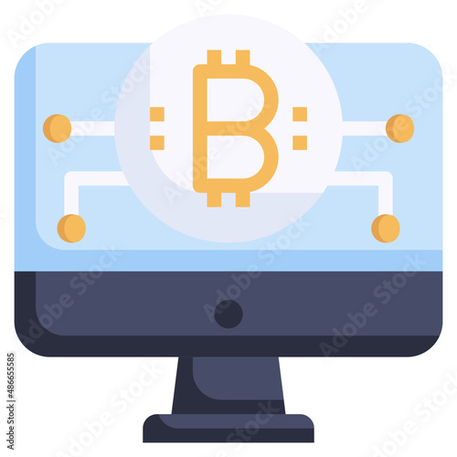 BITCOIN flat icon,linear,outline,graphic,illustration