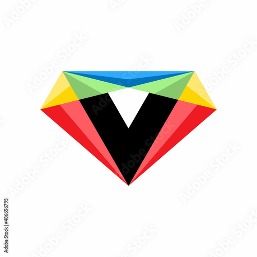 trendy flat design facet crystal gem shape logo element in multiple colors for business visual identity