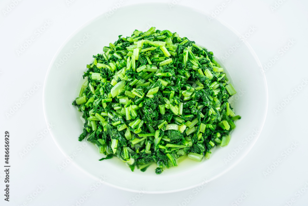 A plate of vegetables stir-fried radish sprouts A plate of vegetables stir-fried radish sprouts
