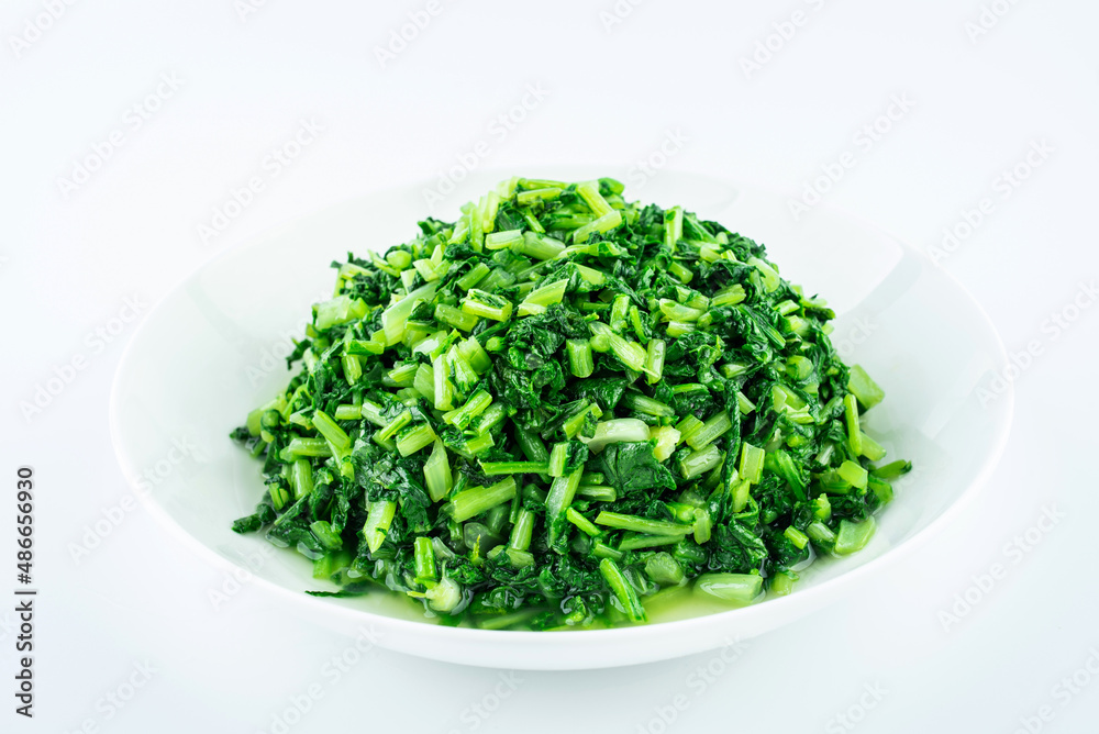 A plate of vegetables stir-fried radish sprouts A plate of vegetables stir-fried radish sprouts