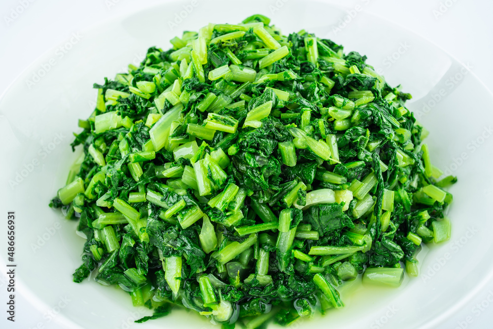 A plate of vegetables stir-fried radish sprouts A plate of vegetables stir-fried radish sprouts
