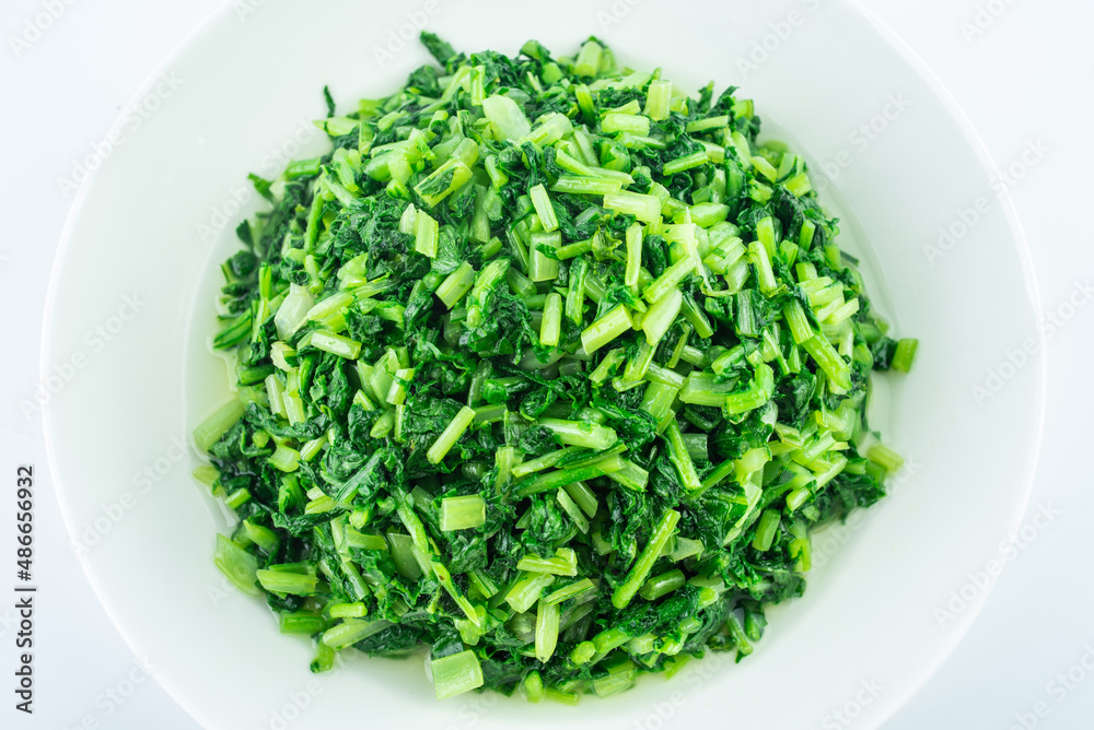 A plate of vegetables stir-fried radish sprouts A plate of vegetables stir-fried radish sprouts