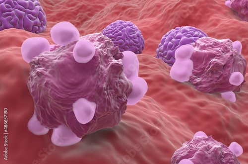 Ovarian cancer cells - closeup view 3d illustration photo