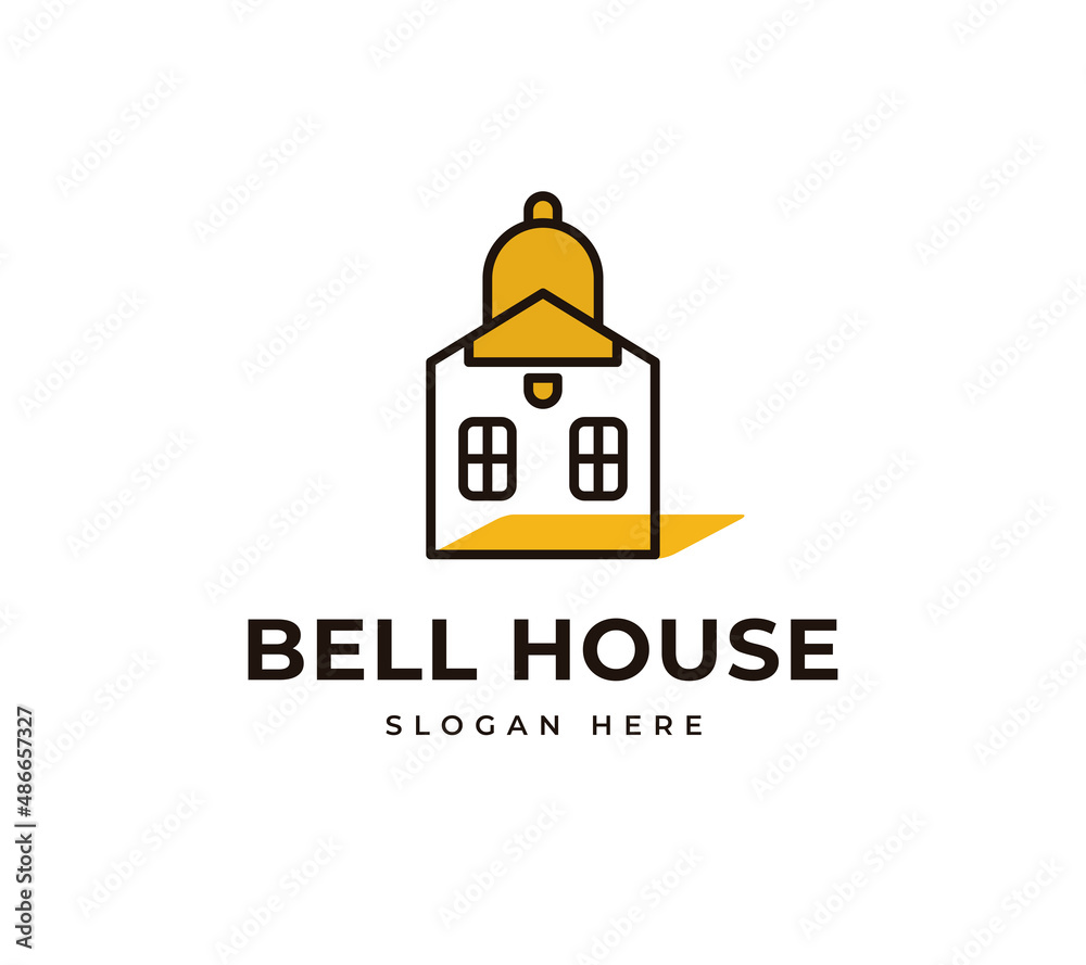 Door bell house shake vector logo design. Minimalist line building home logo design