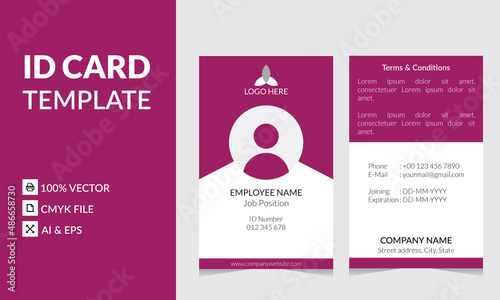 Simple geometric shape id card design template front and backside 