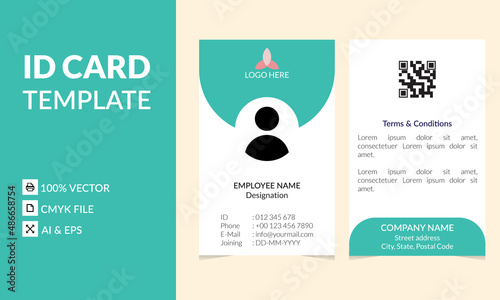 Simple shape id card design template front and backside 