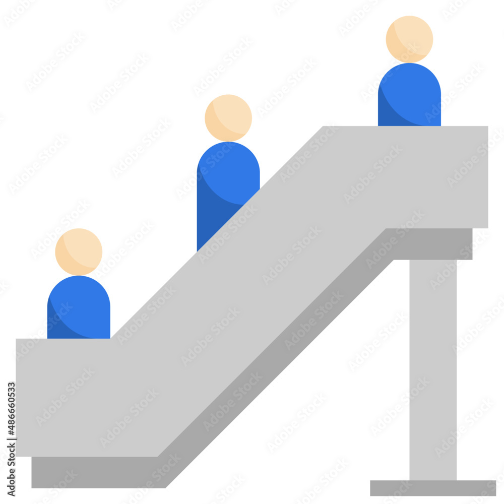 ESCALATOR flat icon,linear,outline,graphic,illustration ESCALATOR flat icon,linear,outline,graphic,illustration