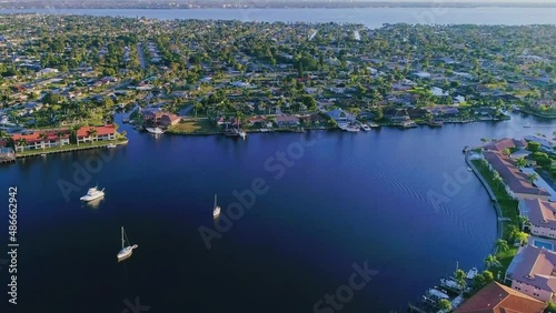 Cape Coral, Florida, Caloosahatchee River, Aerial Flying, Amazing Landscape