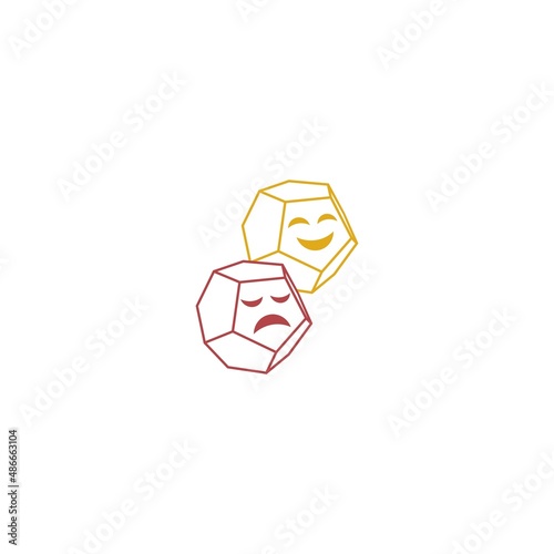 dodecahedron and theatre mask vector