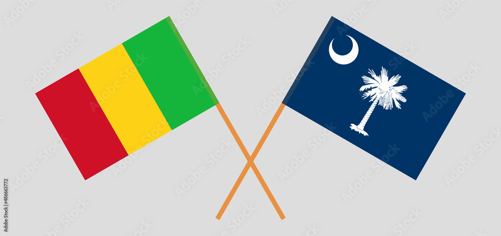 Crossed flags of Mali and The State of South Carolina. Official colors. Correct proportion Crossed flags of Mali and The State of South Carolina. Official colors. Correct proportion