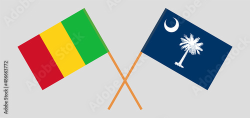 Crossed flags of Mali and The State of South Carolina. Official colors. Correct proportion
