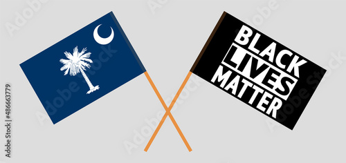 Crossed flags of The State of South Carolina and blm. Official colors. Correct proportion