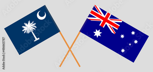 Crossed flags of The State of South Carolina and Australia. Official colors. Correct proportion