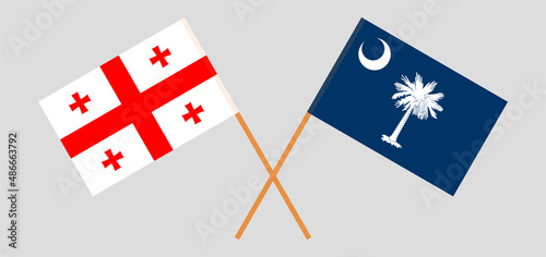 Crossed flags of Georgia and The State of South Carolina. Official colors. Correct proportion