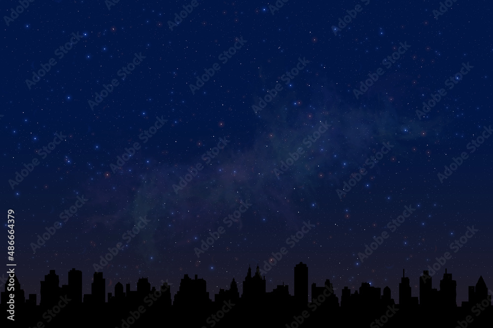 街並シルテットと星空 街並シルテットと星空