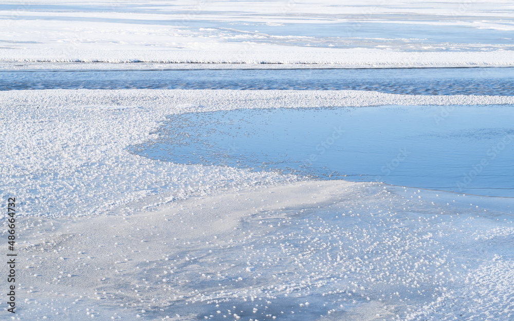 frozen river in winter frozen river in winter