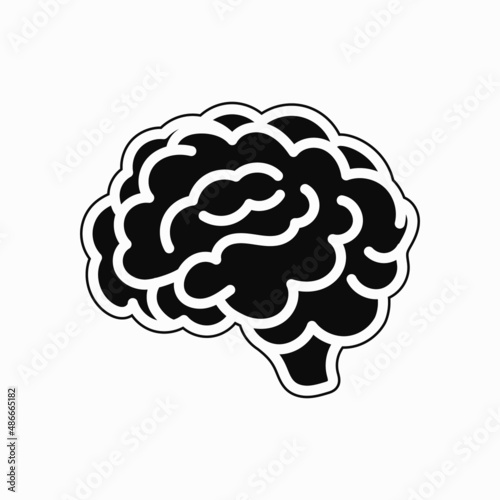 High quality Illustration of the medical black style vector icon of the human brain isolated on a white background