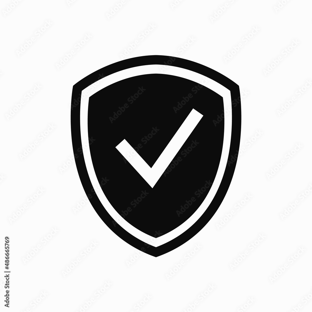Shield check mark flat icon. Vector clipart illustration Shield check mark flat icon. Vector clipart illustration