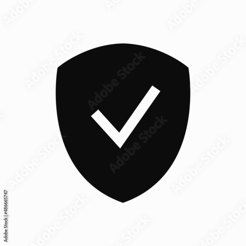 Shield check mark flat icon. Vector clipart illustration