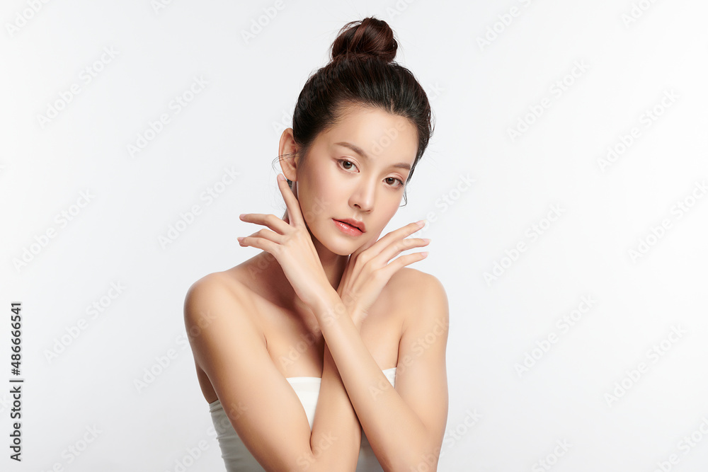 Beautiful young asian woman with clean fresh skin on white background, Face care, Facial treatment, Cosmetology, beauty and spa, Asian women portrait. Beautiful young asian woman with clean fresh skin on white background, Face care, Facial treatment, Cosmetology, beauty and spa, Asian women portrait.