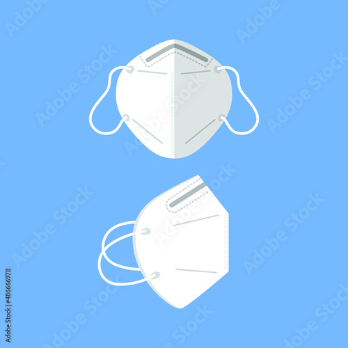 White medical Mask n95 or kn95 to prevent the coronavirus. Colored flat graphic vector illustration isolated on white background. photo