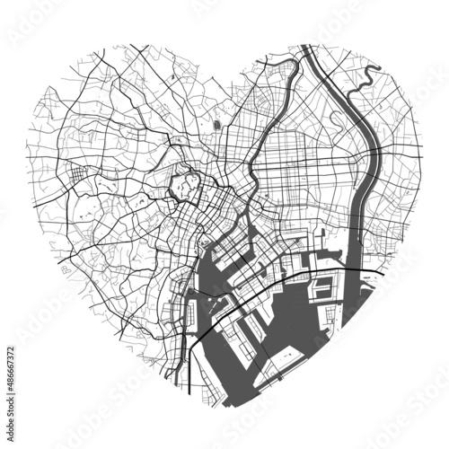 Photography Heart shaped Tokyo city vector map