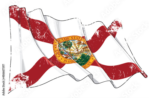 Textured Grunge Waving Flag of the State of Florida
