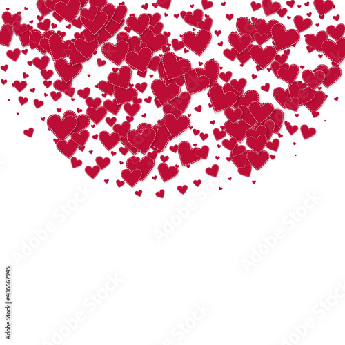 Red heart love confettis. Valentine's day semicirc