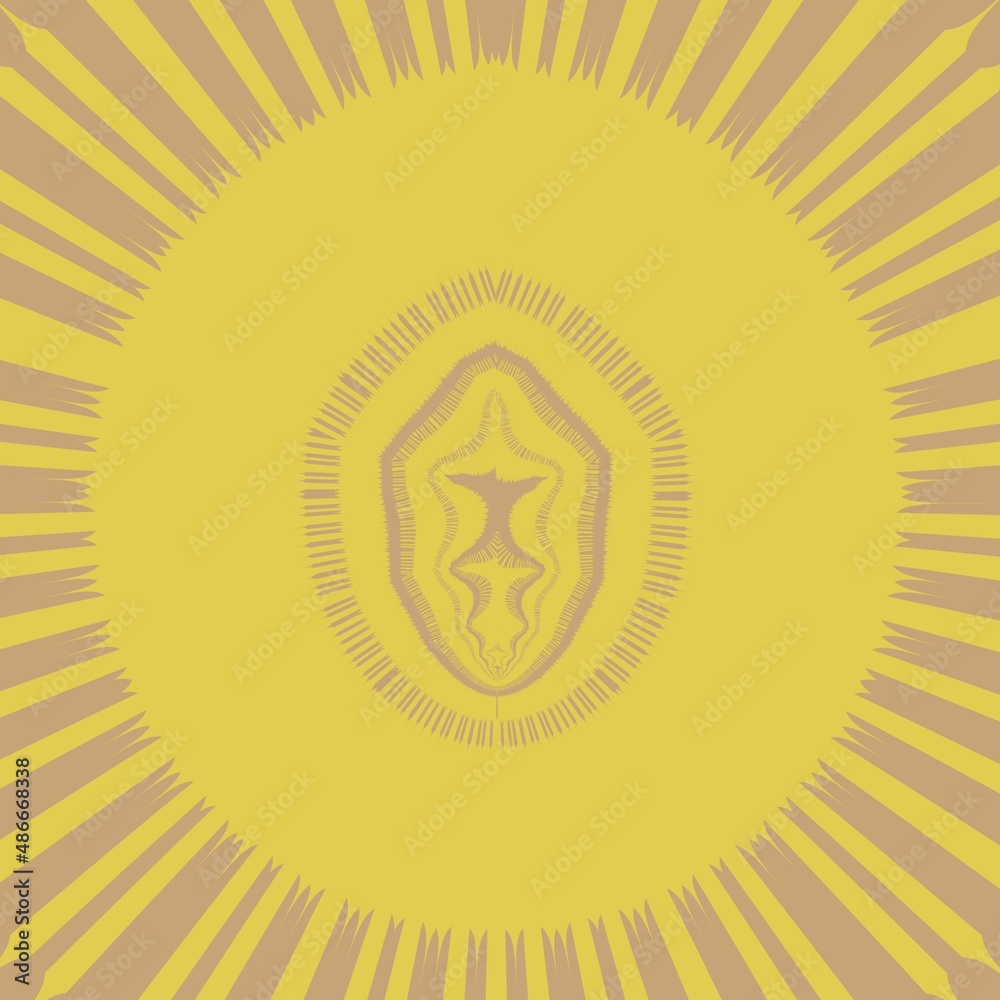 Fototapeta premium intricate multicolored pattern and design on a pale yellow plain background