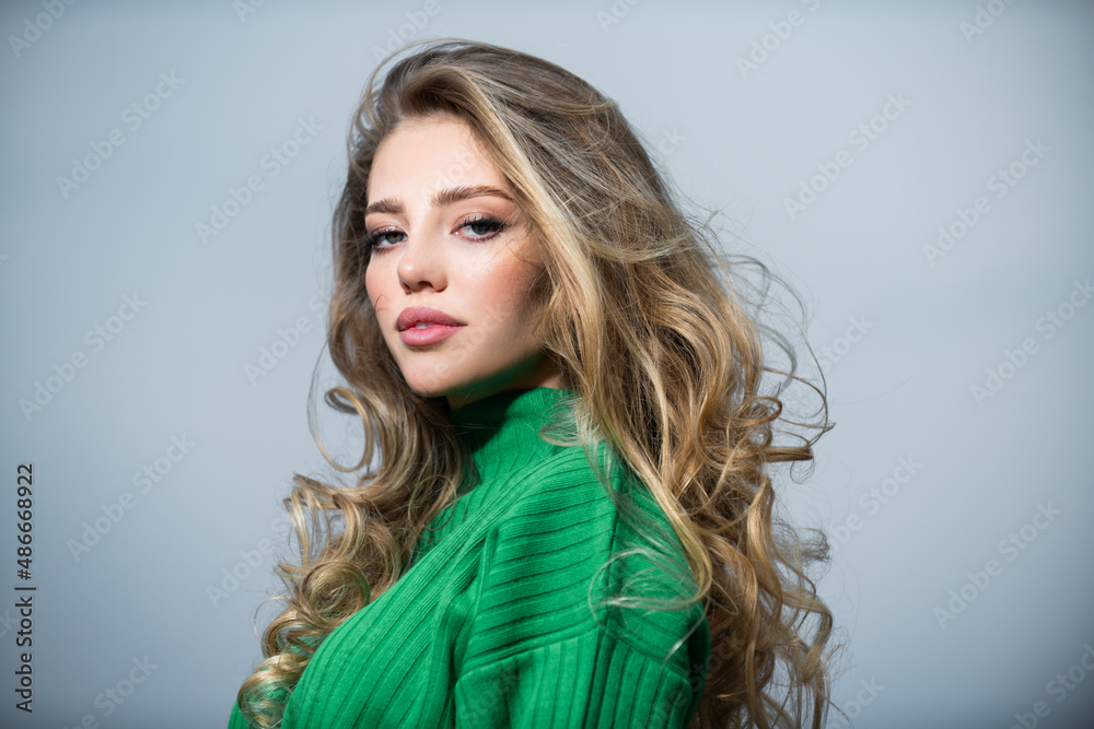 Fototapeta premium Beautiful girl with clean skin, natural make-up. Portrait of beautiful young woman. Sensual beauty female model face close up. Natural beauty woman.