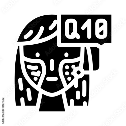 coenzyme q10 in cosmetics glyph icon vector. coenzyme q10 in cosmetics sign. isolated contour symbol black illustration