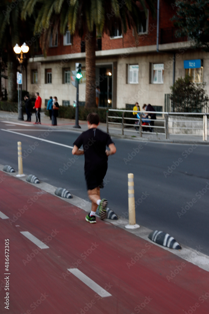 running on the street
