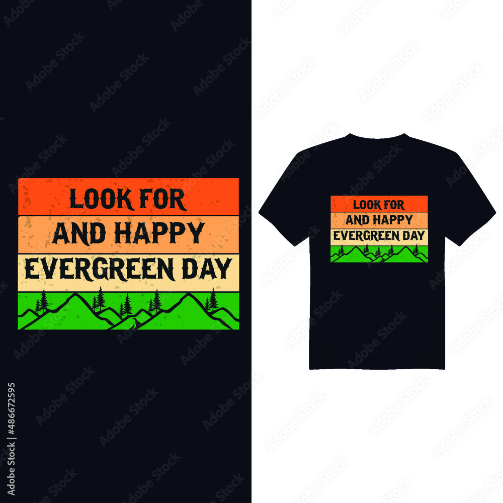 Fototapeta premium Vintage Evergreen T-shirt design