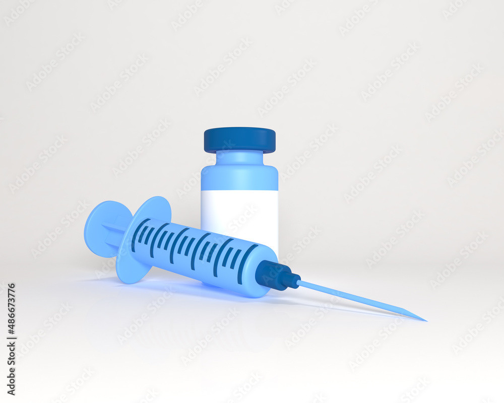 3d syringe and vaccine icon. 3d rendering. 3d syringe and vaccine icon. 3d rendering.