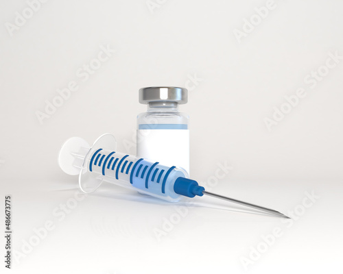 3d syringe and vaccine icon. 3d rendering. 