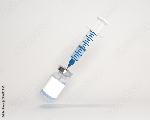 3d syringe and vaccine icon. 3d rendering. 
