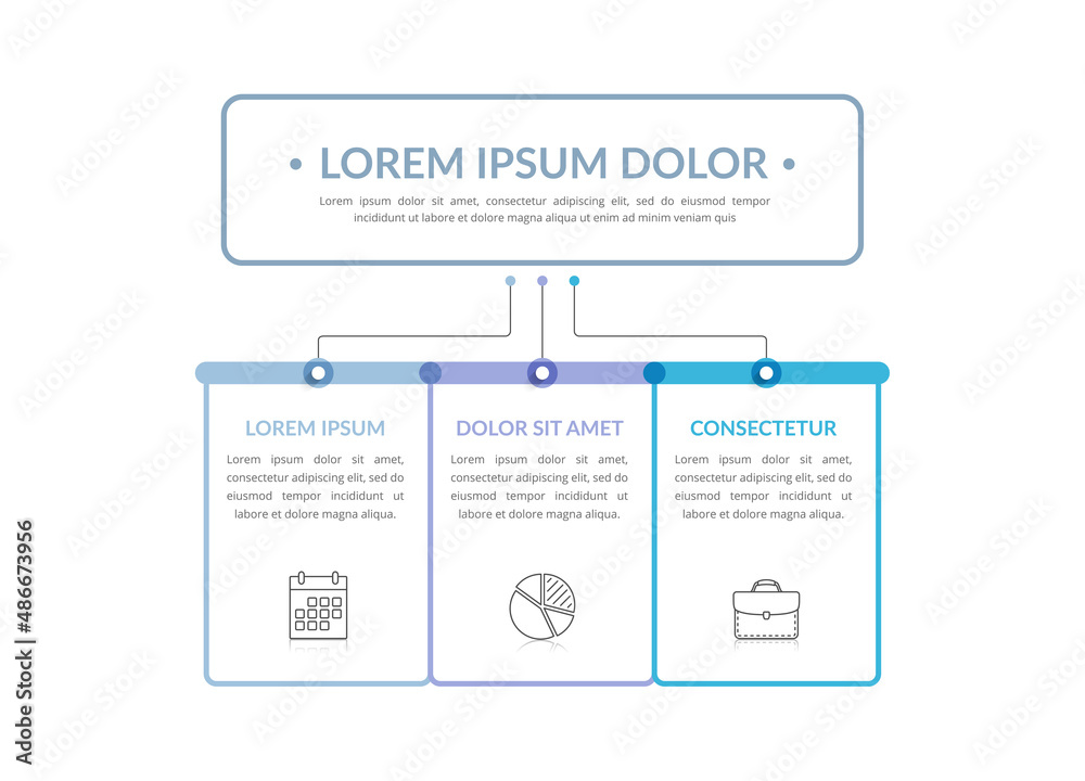 Flowchart with main title and 3 elements, workflow, process chart ...