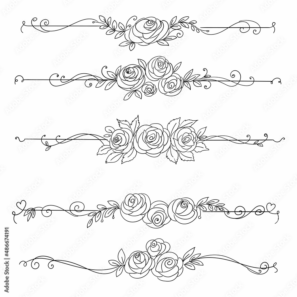 Hand draw floral elegant patterns line sketch design