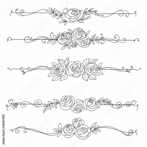 Hand draw floral elegant patterns line sketch design
