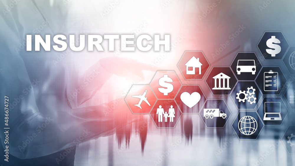 Insurance technology Insurtech concept. Inscription on a virtual screen Insurance technology Insurtech concept. Inscription on a virtual screen