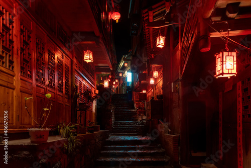 Night view of gongtan ancient town in Youyang, Chongqing, China