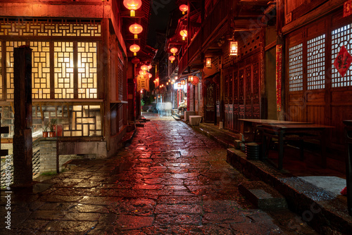 Canvas Print Night view of gongtan ancient town in Youyang, Chongqing, China