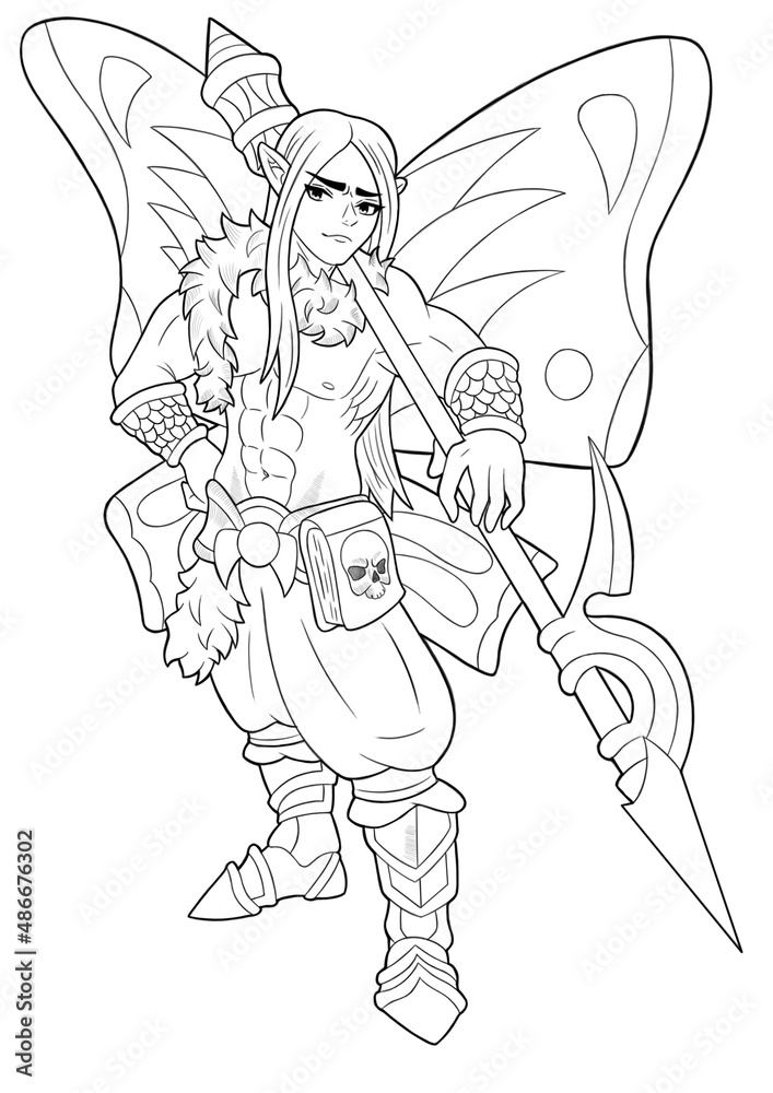 Fairy male dragon slayer, with big wings, big spear picture is made with lines
Fairy male dragon slayer, with big wings, big spear picture is made with lines